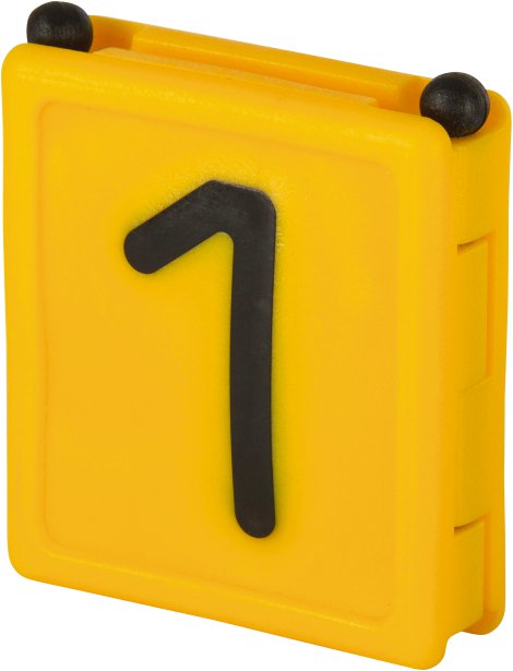 Halsbandnummer Duo mit Ziffer 1 gelb, 6 Stk.