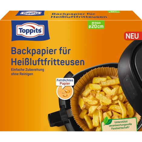 Toppits® Backpapier für Heißluft-Fritteuse Ø 20 cm, 20 Stk.