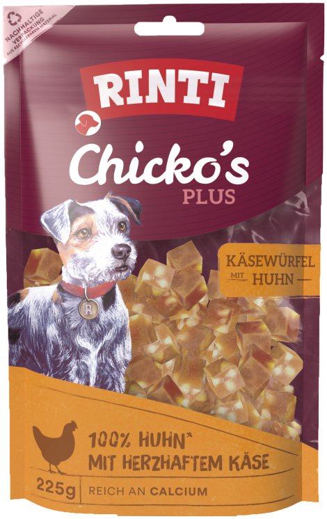 RINTI Hundesnack Chicko Plus Käsewürfel und Huhn 9x225 g