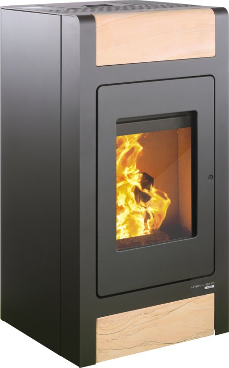 HAAS+SOHN Pelletofen HSP2 Stone Perl-Schwarz/Woodstone