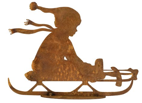 Gartenfigur Junge-Tom auf Schlitten 20x14 cm (BxH)