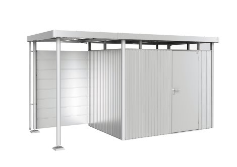 BIOHORT Rückwand für Seitendach H2-H5 für Gerätehäuser HighLine®, Panorama®, AvantGarde® Größe S 134 x 4 x 181 cm, Silber-Metallic