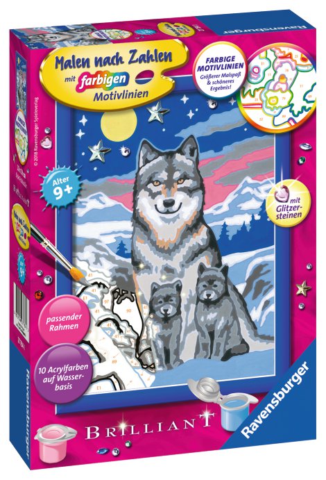 RAVENSBURGER Malen nach Zahlen Süße Wolfsfamilie