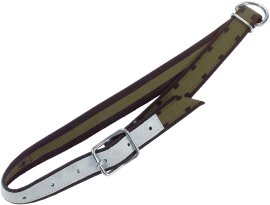 Halsband mit Ovalglied und D-Ring 130x4 cm, schwarz/olivgrün