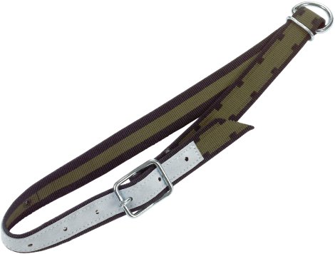 Halsband mit Ovalglied und D-Ring 130x4 cm, schwarz/olivgrün