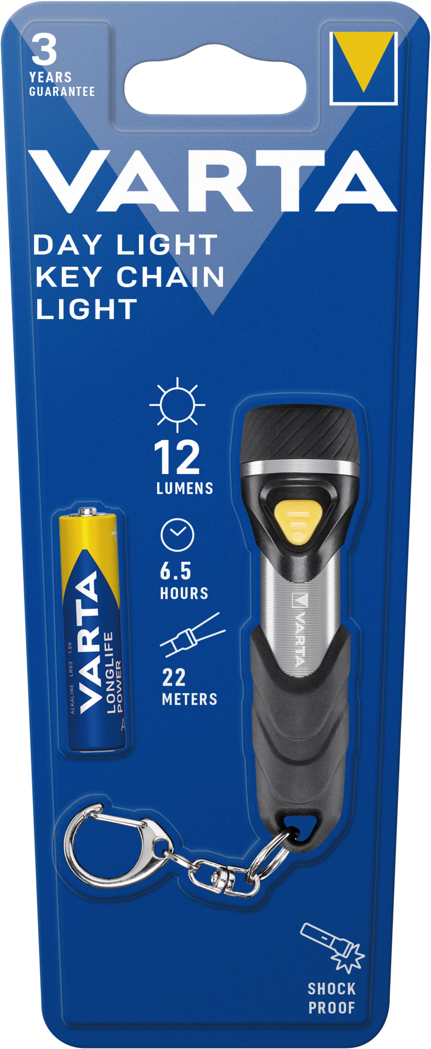 VARTA LED-Taschenlampe Day Light Key Chain 1AAA mit Schlüsselanhänger & Batterie