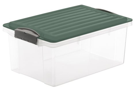 ROTHO Stapelbox Compact mit Rollen Misteltoe Grün A3, 38 l