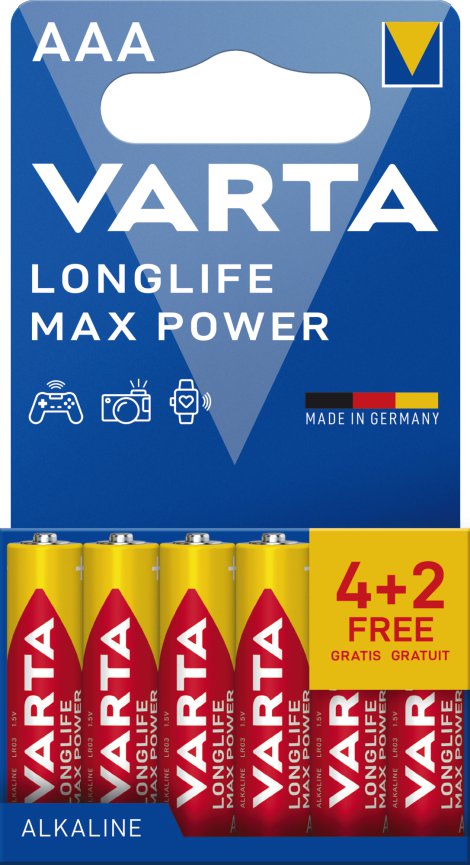 VARTA Batterie Longlife Max Power AAA Pack 4+2