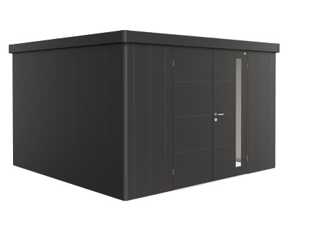 BIOHORT Gerätehaus Neo 4D Doppeltür 348x348x222 cm, Dunkelgrau-metallic