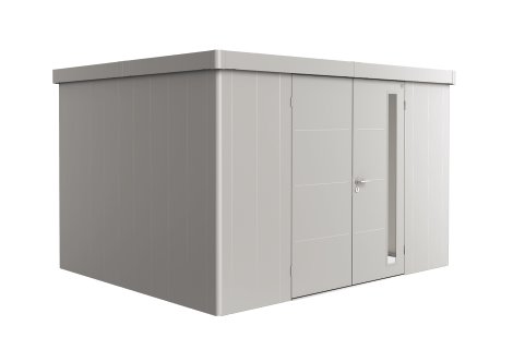 BIOHORT Gerätehaus Neo 3D Doppeltür 348x292x222 cm, Silber-Metallic