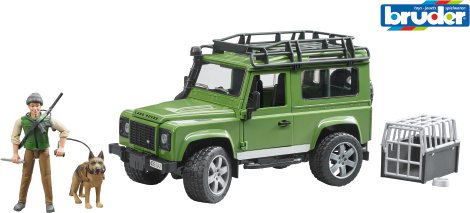 BRUDER Land Rover Defender mit Förster und Hund 02587