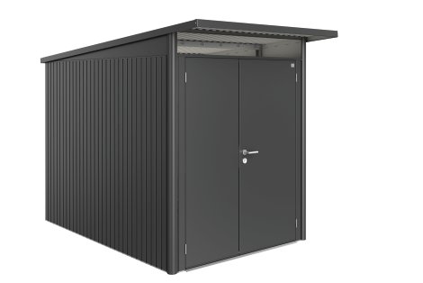 BIOHORT Gerätehaus A3 AvantGarde® 180x300x218 cm mit Doppeltür, Dunkelgrau-Metallic
