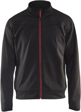 BLÅKLÄDER Sweatjacke mit Reißverschluss schwarz/rot