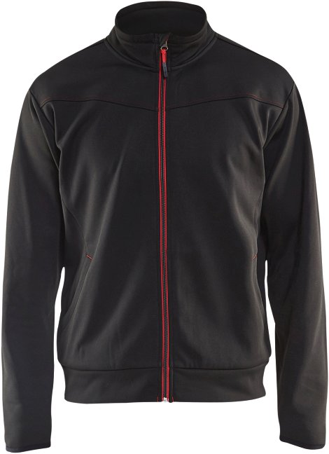 BLÅKLÄDER Sweatjacke mit Reißverschluss schwarz/rot 2 XL