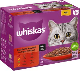 WHISKAS® Klassische Auswahl in Sauce Adult 1+, 12-er