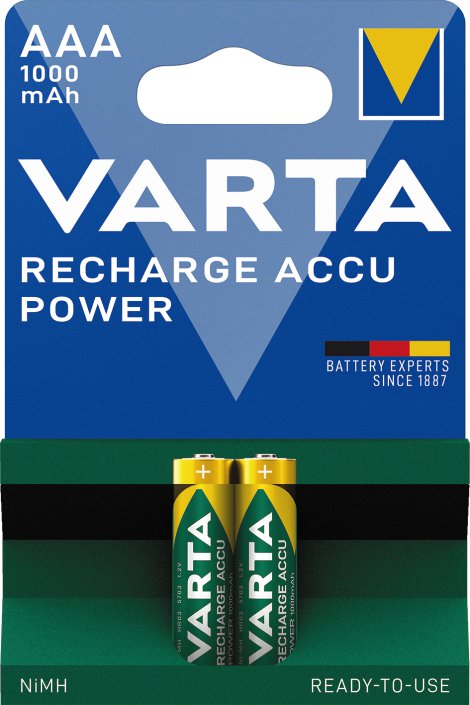 VARTA Recharge Accu Power AAA Micro NiMH-Akku 1000 mAh 2er Pack