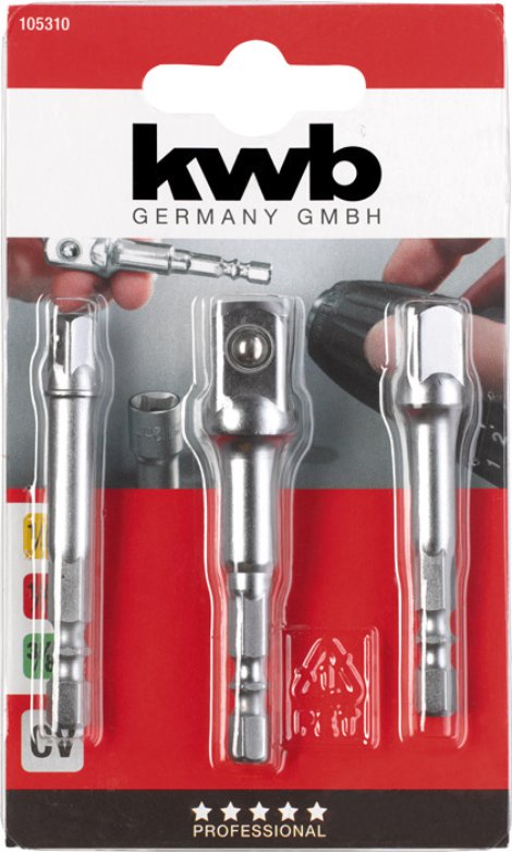 KWB Steckschlüsseladapter-Satz 1/4" + 3/8" + 1/2"