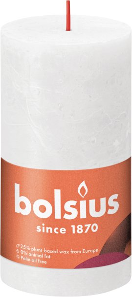 BOLSIUS Rustik Shine Stumpenkerze 130/68 mm, wolkiges-weiß