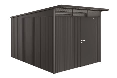 BIOHORT Gerätehaus A8 AvantGarde® 260x380x222 cm mit Standardtür, Dunkelgrau-Metallic