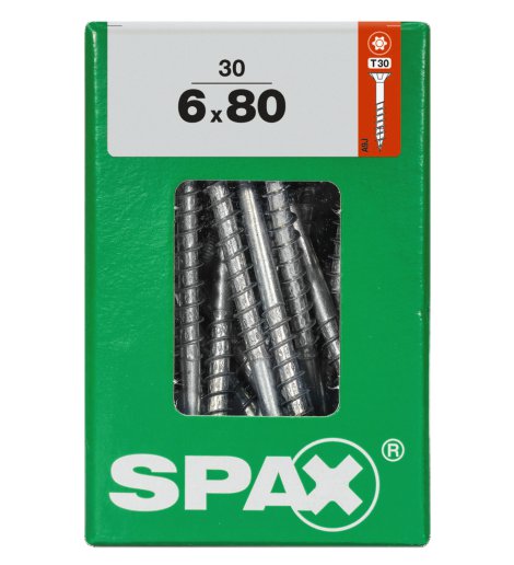 SPAX Schraube Senkkopf TRX 6,0x80 mm L 30 Stk.