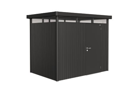 BIOHORT Gerätehaus HighLine H2 mit Standardtür 275x195x222 cm, Dunkelgrau-Metallic