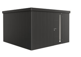 BIOHORT Gerätehaus Neo 4D Standardtür 348x348x222 cm, Dunkelgrau-Metallic
