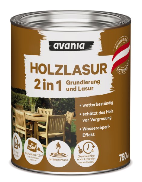 AVANIA 2in1-Holzlasur Grundierung und Lasur, Kiefer 5 l