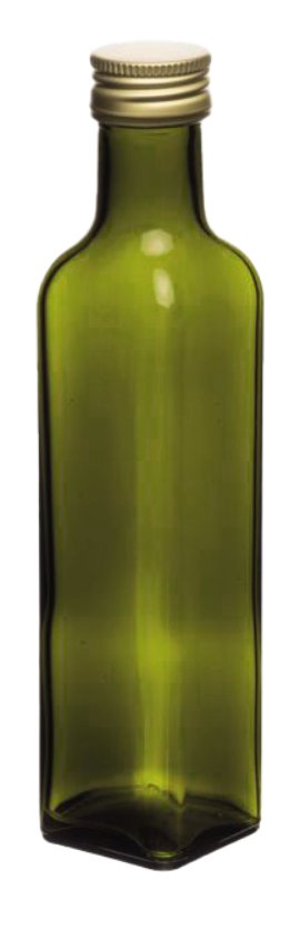Flasche Grün + Verschluss Gold 250 ml