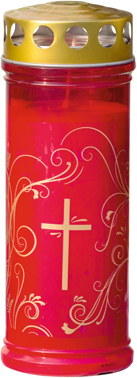 JEKA Gedenkkerze groß Rot mit Ornament Gold