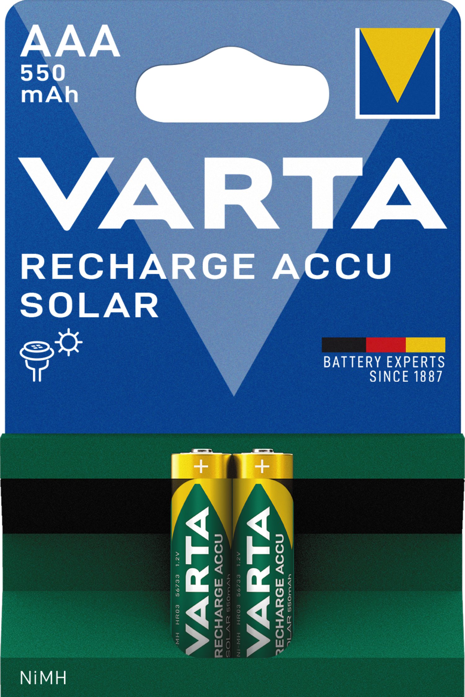 VARTA Recharge Accu Solar AAA Micro NiMH-Akku 550 mAh 2er Pack