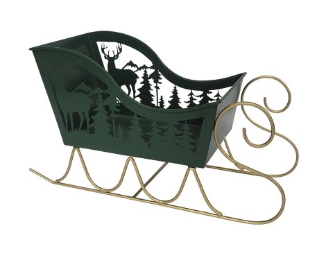 Dekofigur Schlitten Grün 35,2x14x19,5 cm