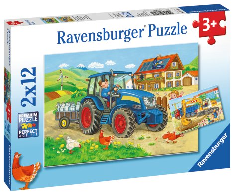 RAVENSBURGER Puzzle Baustelle und Bauernhof 2x12-tlg.