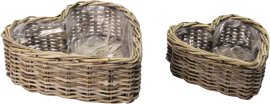 Pflanzkorb Herzform Rattam Grau 2-tlg.
