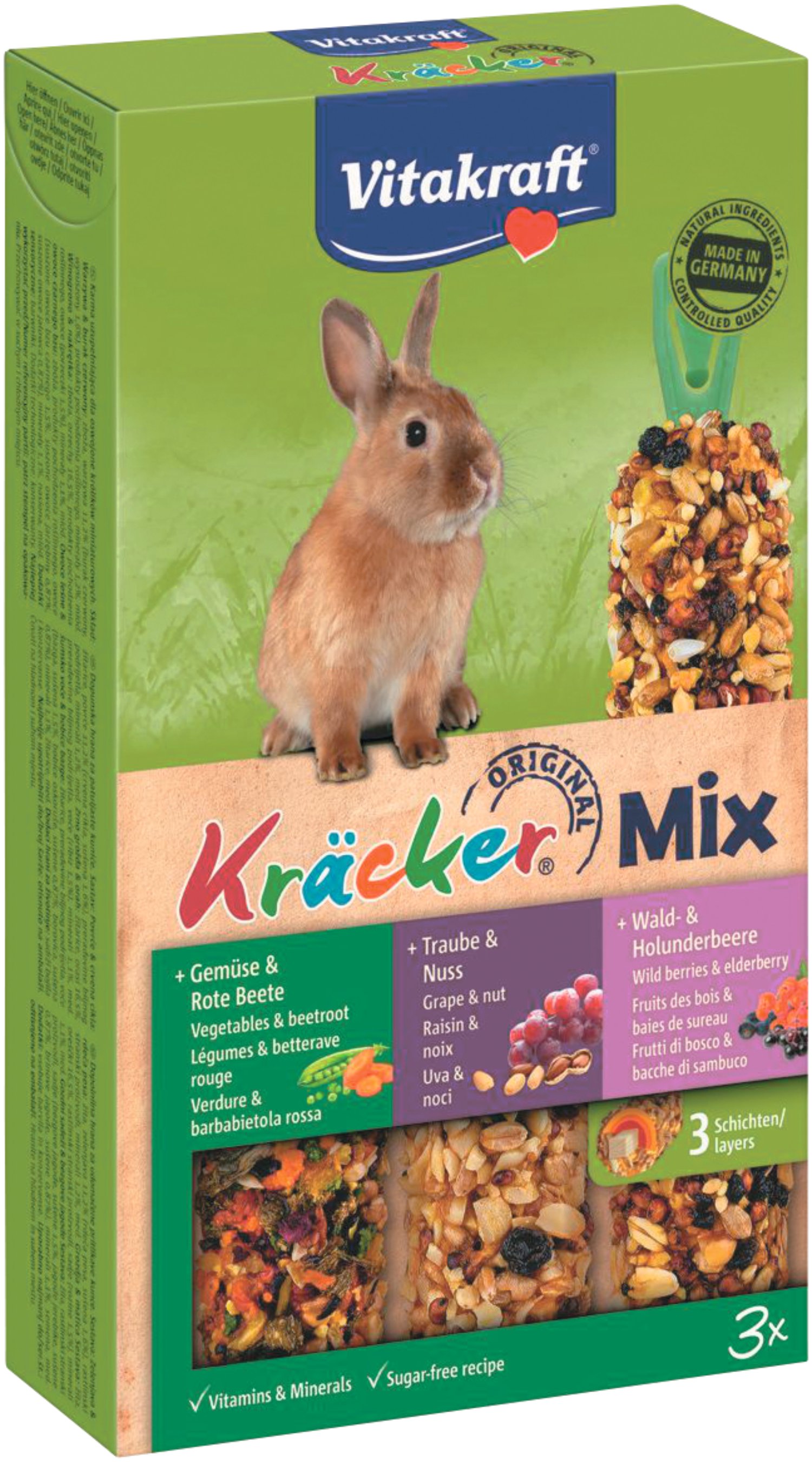 VITAKRAFT Kräcker Mix für Zwergkaninchen 3er-Combipack