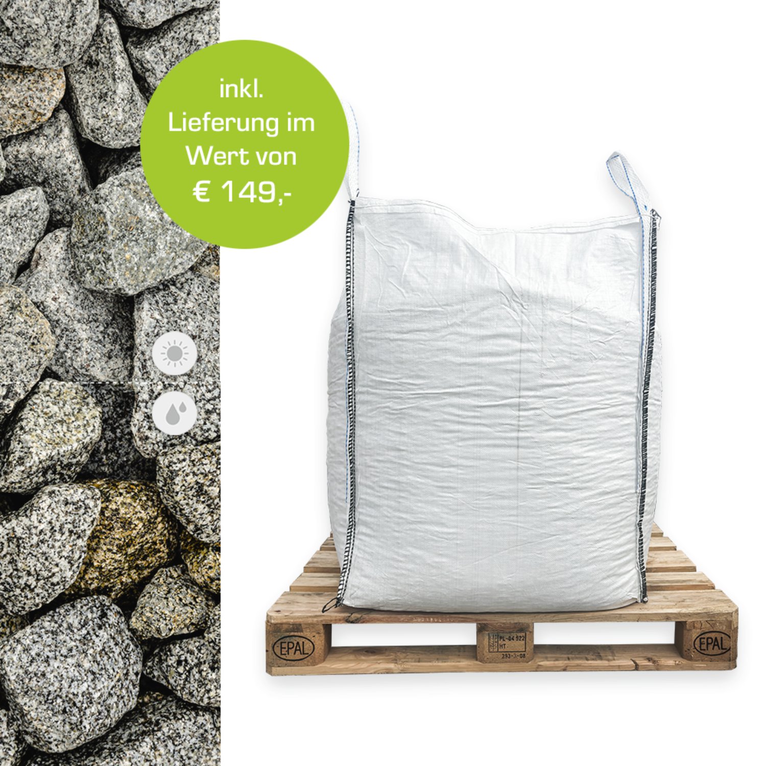 Min2C Bruchsteine anthrazit-weiß 50-100mm 1000kg Big Bag
