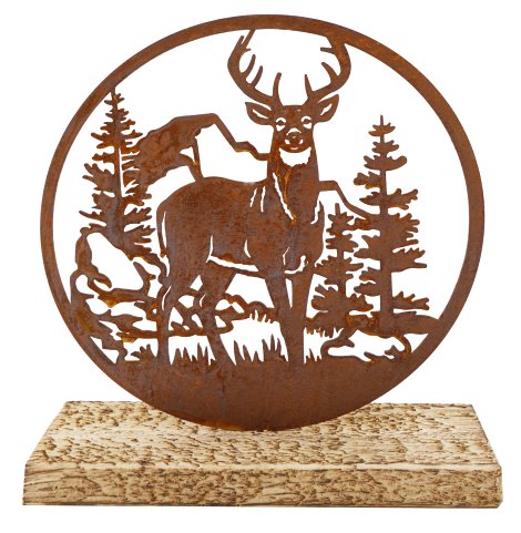 Gartenfigur Hirsch Leo aus Fichtenholz 30x32,5 cm (ØxH)