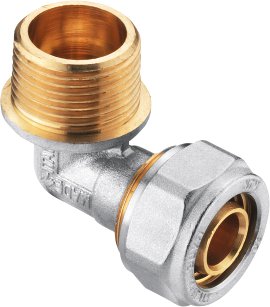 CORNAT Schraub-Winkel 90° komplett ø 20 mm, 3/4" AG, vernickelt