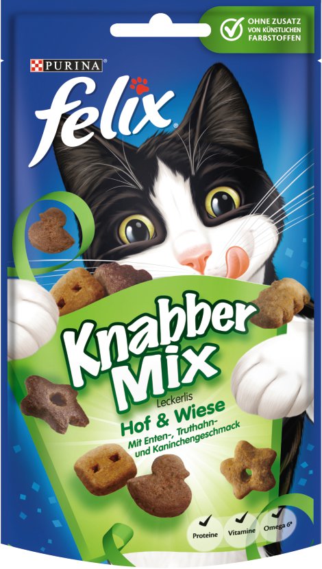 FELIX® Katzensnack KnabberMix Hof & Wiese 60 g