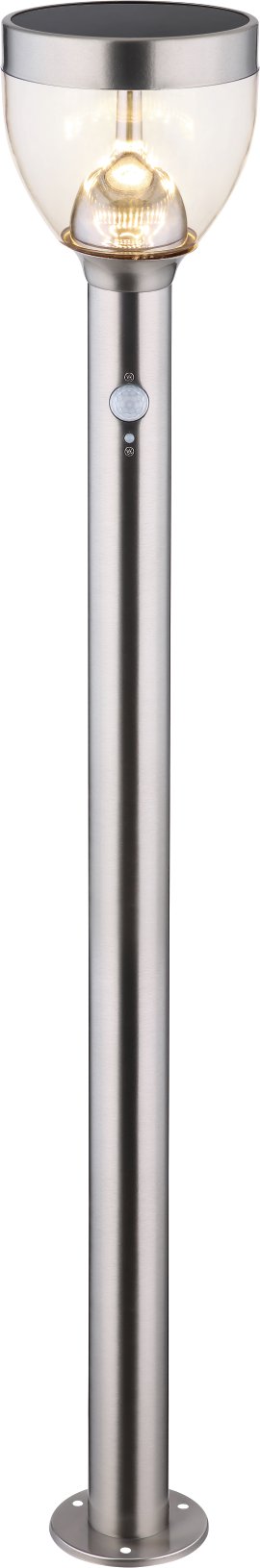 GLOBO LED-Solar Außenweg Sockelleuchte mit Erdspieß Edelstahl Silber/Grau klar