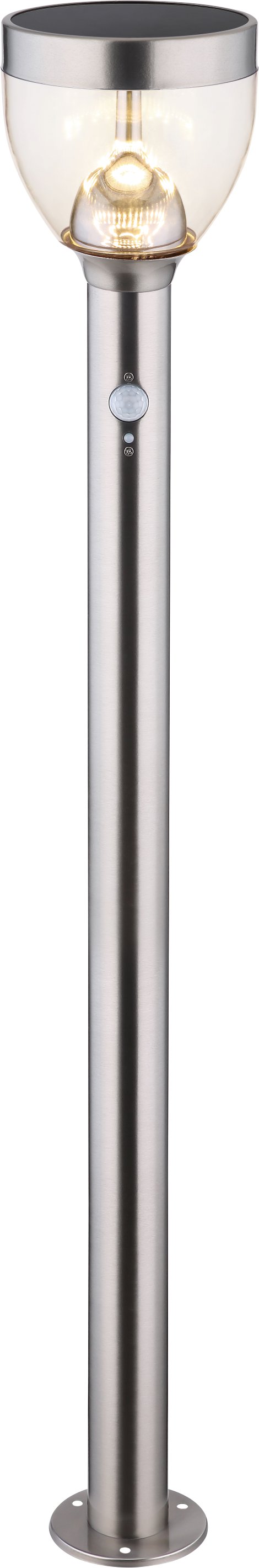 GLOBO LED-Solar Außenweg Sockelleuchte mit Erdspieß Edelstahl Silber/Grau klar 15x95 cm (  ⌀xH)