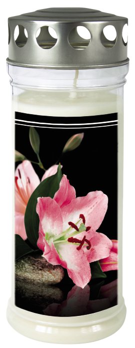 JEKA Gedenkkerze groß mit Motiv Lilie