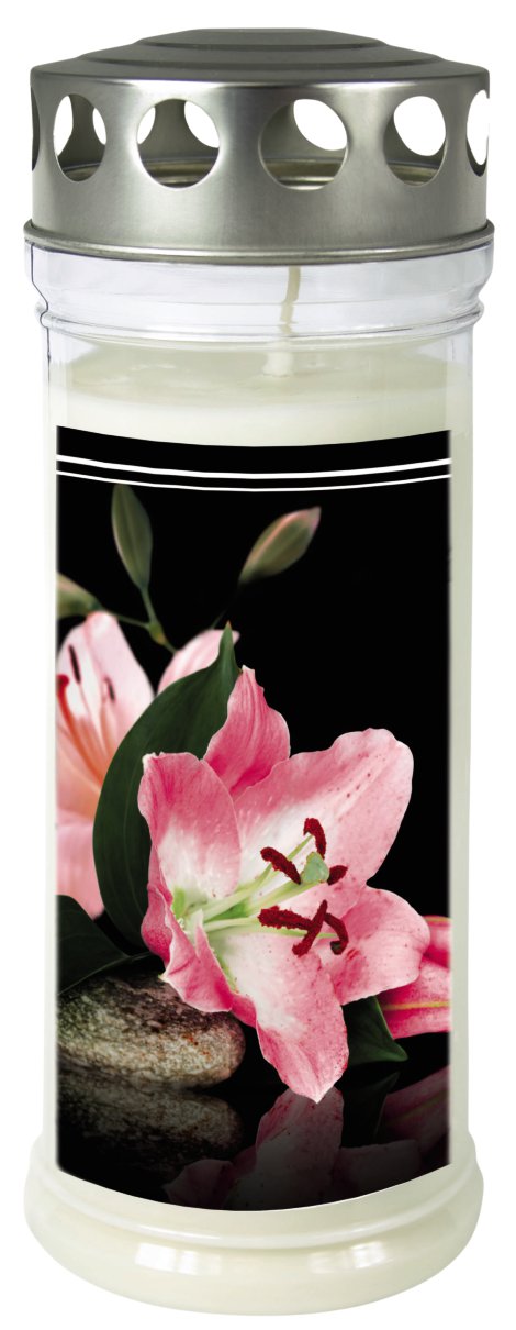 JEKA Gedenkkerze groß mit Motiv Lilie