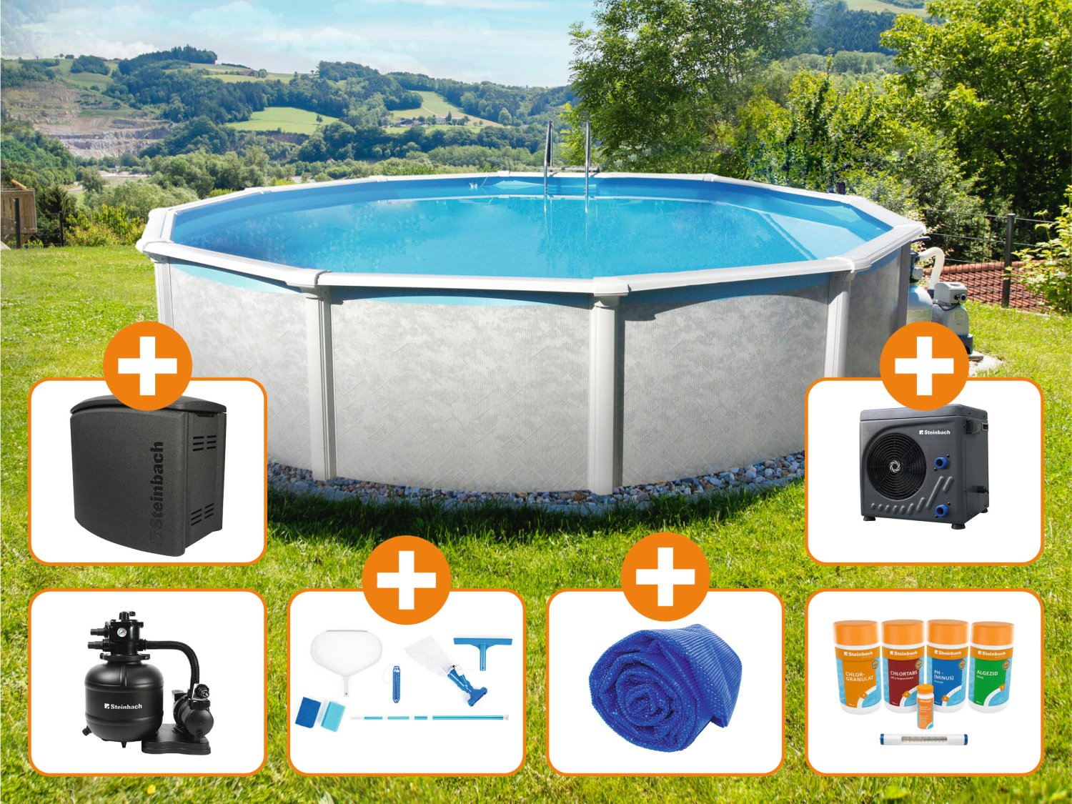 STEINBACH Stahlwandpool-Set Grande Ø 457x135 cm Medium