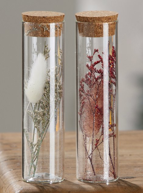 TrockenBlumen im Glas mit Glitzer 26509