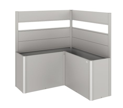 BIOHORT Sichtschutz für Belvedere L-Form mit Acrylglas, Silber-Metallic L150