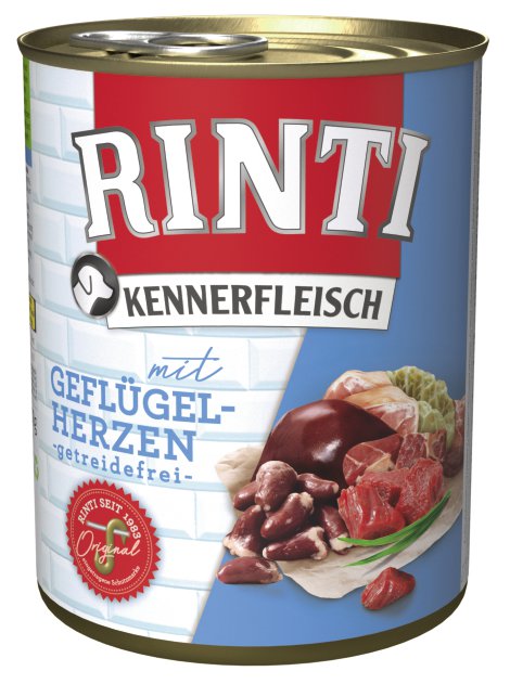 RINTI Hundenassfutter Kennerfleisch Geflügelherzen 800 g