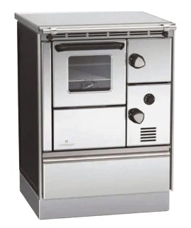 LOHBERGER Holzherd Rega 60 mit Rohranschluss 7,1 kW Edelstahl