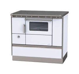 LOHBERGER Holzherd Rega 90 mit Stahlplatte 6,6 kW Weiß