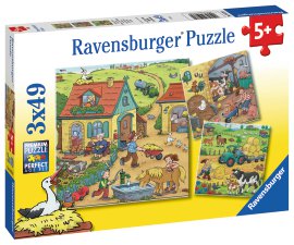 RAVENSBURGER Puzzle Viel los auf dem Bauernhof 3x49-tlg.