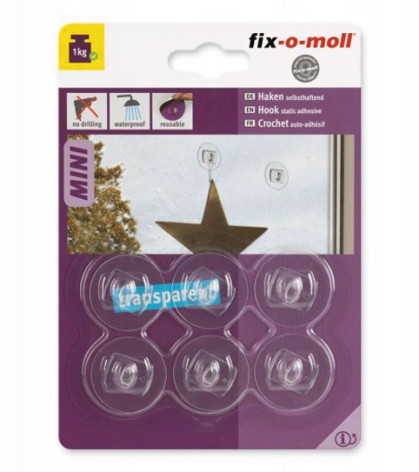 SUKI Haken Mini Selbsthaftend Transparent 30 mm, 6 Stk.